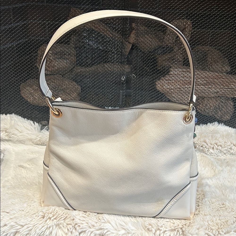 Michael Kors Creme Shoulder Bag with Gold Details